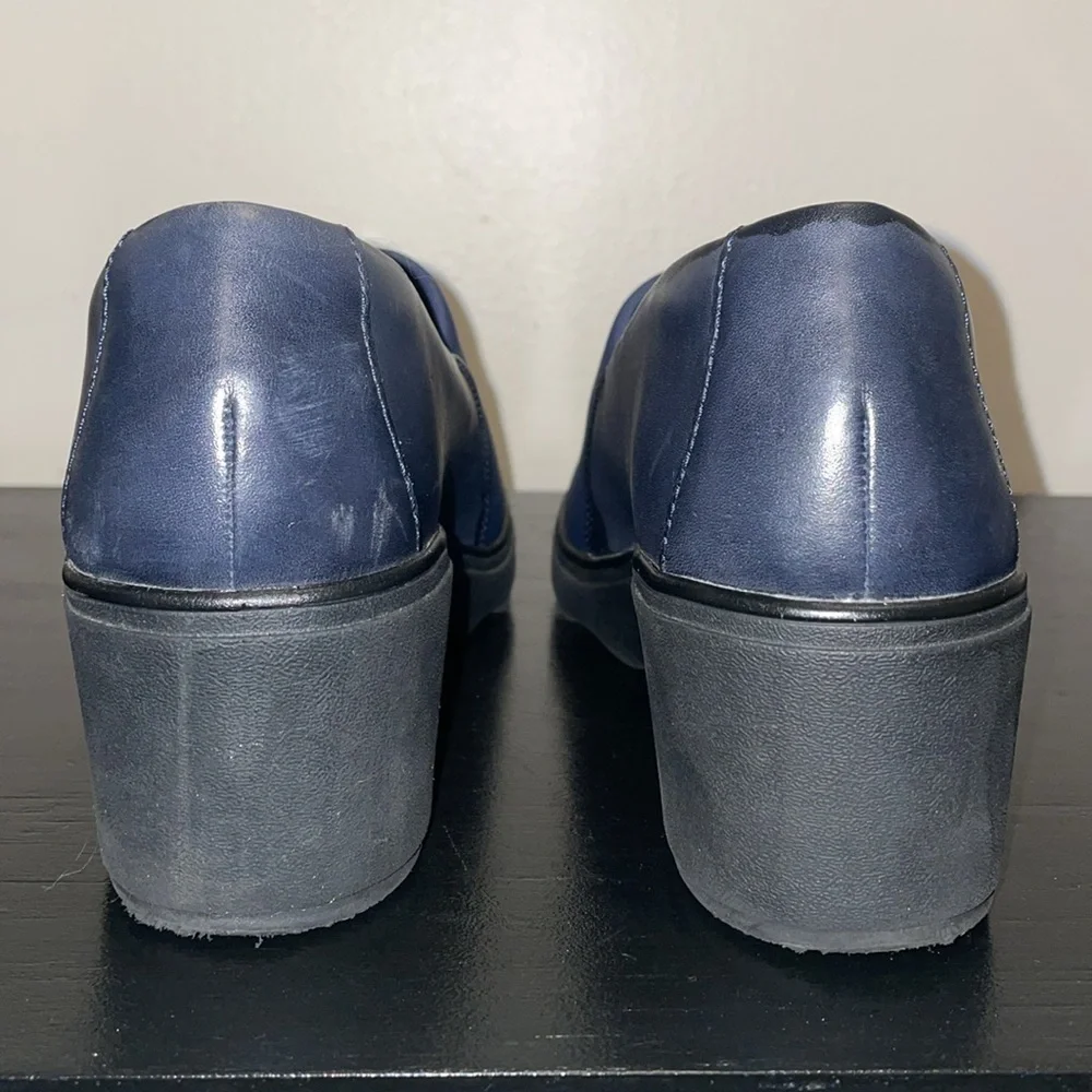 Clarks Women's Mazy Seabury Loafer, Navy Leather/Stretch Combi,‎ Size 8